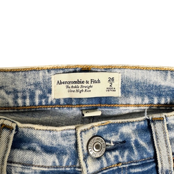 Abercrombie & Fitch Ultra High Rise Ankle Straight Jeans Light Wash Acid 26/2 - Picture 7 of 7